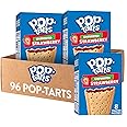 Pop-Tarts Toaster Pastries, Breakfast Food and Kids Snacks, Unfrosted Strawberry, 10.15lb Case (96 Count)
