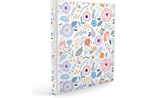 PULAIXIN Cute Binder 1 Inch 3 Ring Trapper Keeper Binders with Clear Interior Pockets for Letter-Size(11" x 8.5") Paper,Aesthetic Three Ring Binder for Student and Teachers - Beautiful Flowers
