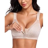 HACI Women's Front Closure Bra Full Coverage Back Support Wirefree | Full Figure, Posture, No padded, Wireless, Unlined, Cross Back, Back Fat Smoothing, Plus Size, Minimizer