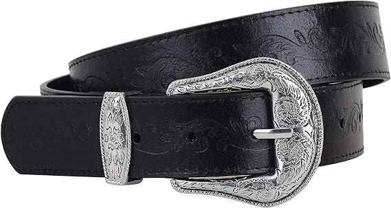 black belt womens silver buckle