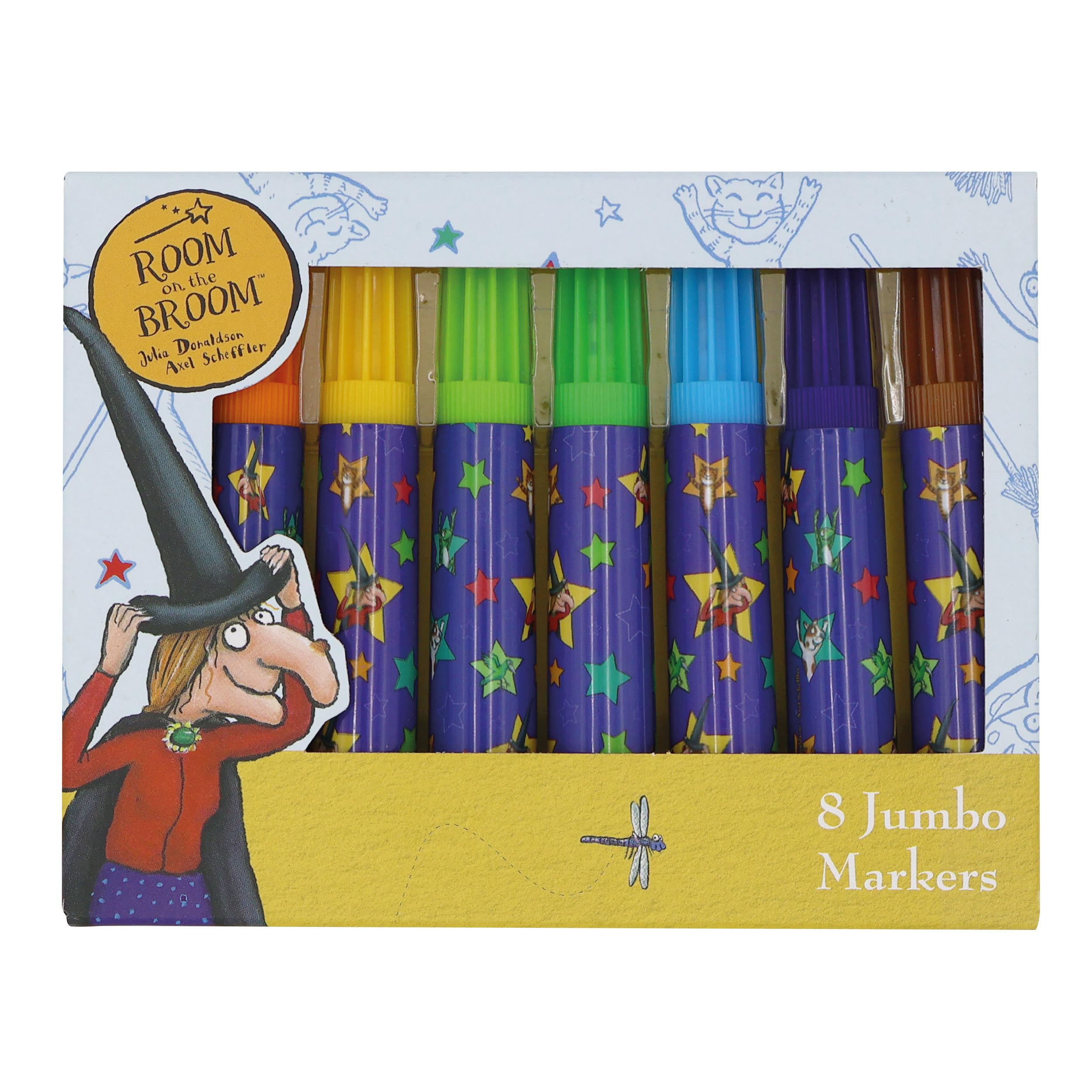 Robert Frederick Set of 8 Jumbo Marker Pens for Children Room On The Broom Design – Perfect for Ages 3 Years Upward