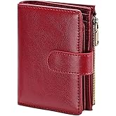 GAEKEAO Womens Wallet Small Leather RFID Blocking Bifold Zipper Pocket Wallet Card Case Purse with ID Window