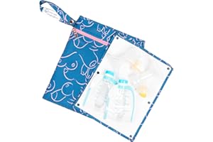 Sarah Wells Pumparoo Wet Dry Bag for Breast Pump Parts – Compact Organizer with Waterproof Pocket, Staging Mat & Fridge Hack – Machine Washable Pumping Accessory (Blue Pattern)