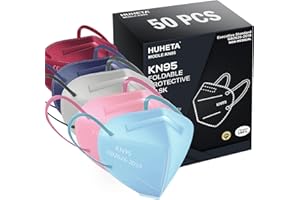 HUHETA 50 PCs KN95 Face Mask, 5-Layer Face Mask Filter Efficiency≥95%