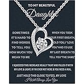 Daughter Necklace From Mom Mother 925 Sterling Silver Mother To Daughter Gifts Graduation Christmas Birthday Gifts With Heartfelt Message & Lighted Box