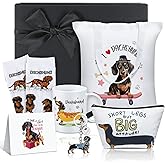 Didaey 7 Pcs Christmas Dachshund Gift Sets for Women Include Weiner Dog Keychain Cosmetic Bag Socks Mug Tote Bag Cards with Gift Box for Christmas Dachshund Lovers Gifts