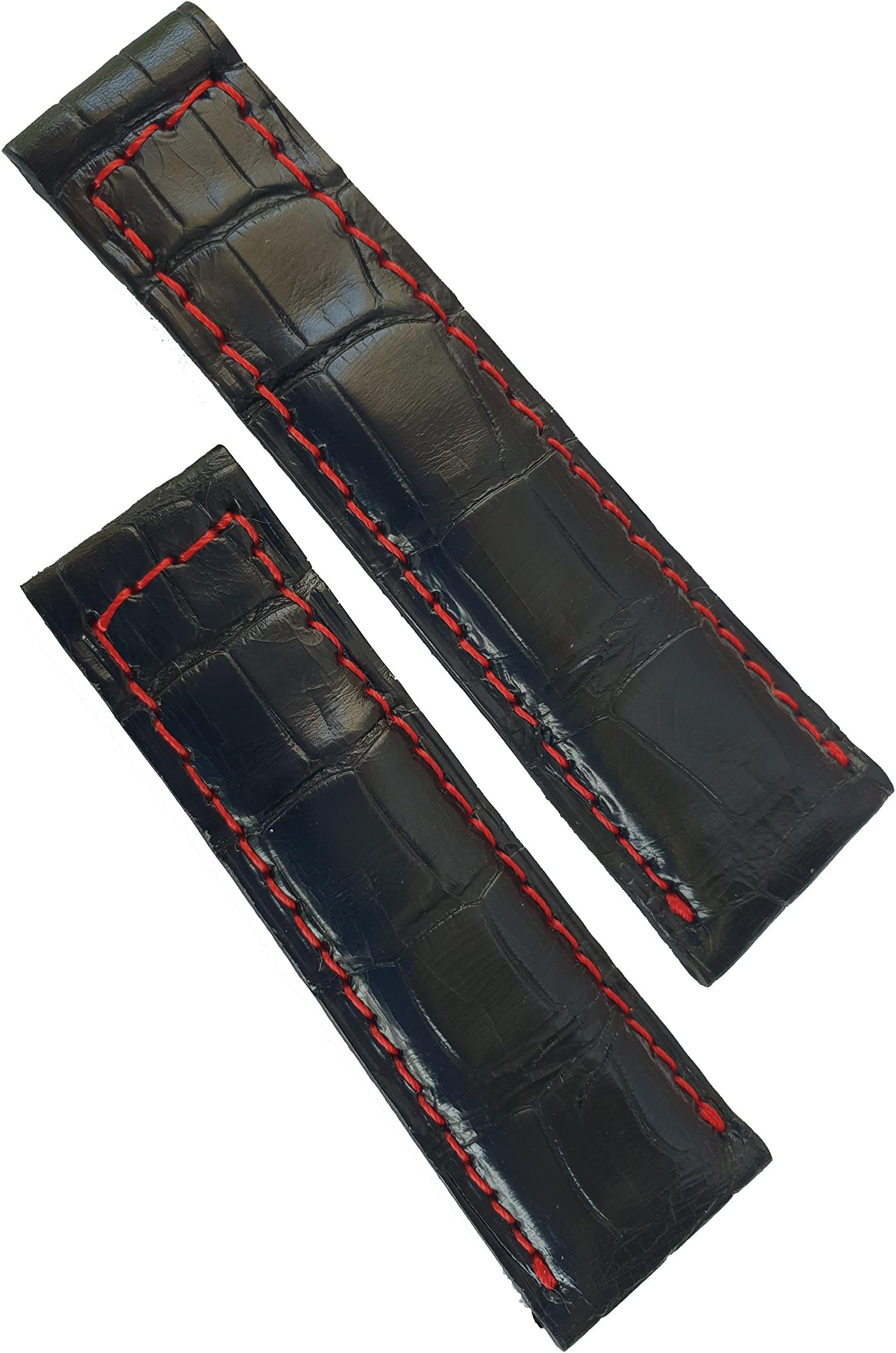 Lengths Strap True Alligator Black Sewing Red Compatible for Rolex GMT/Daytona/Oyster 20 mm