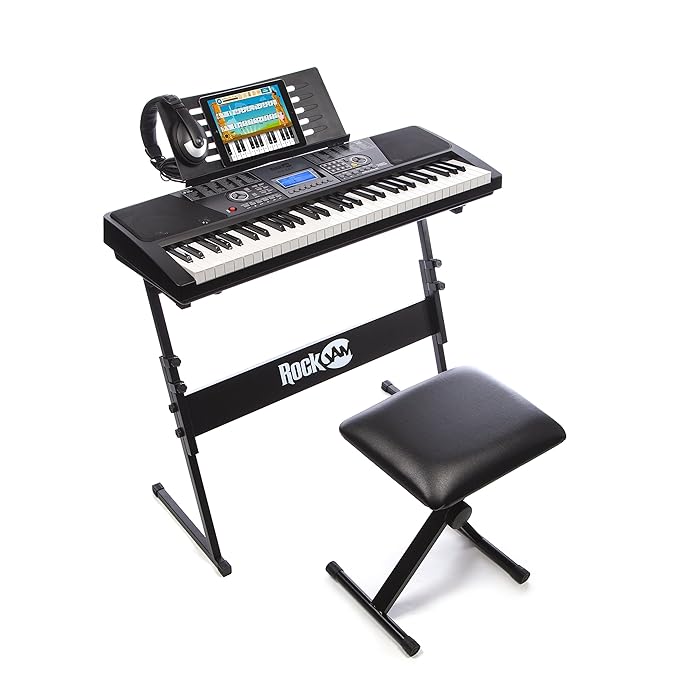 RockJam 61Key Electronic Keyboard SuperKit with Stand