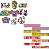 TCS Party Bundles 60s Peace Retro Tie Dye Decorations 14 Piece Bundle Street Signs Cutouts