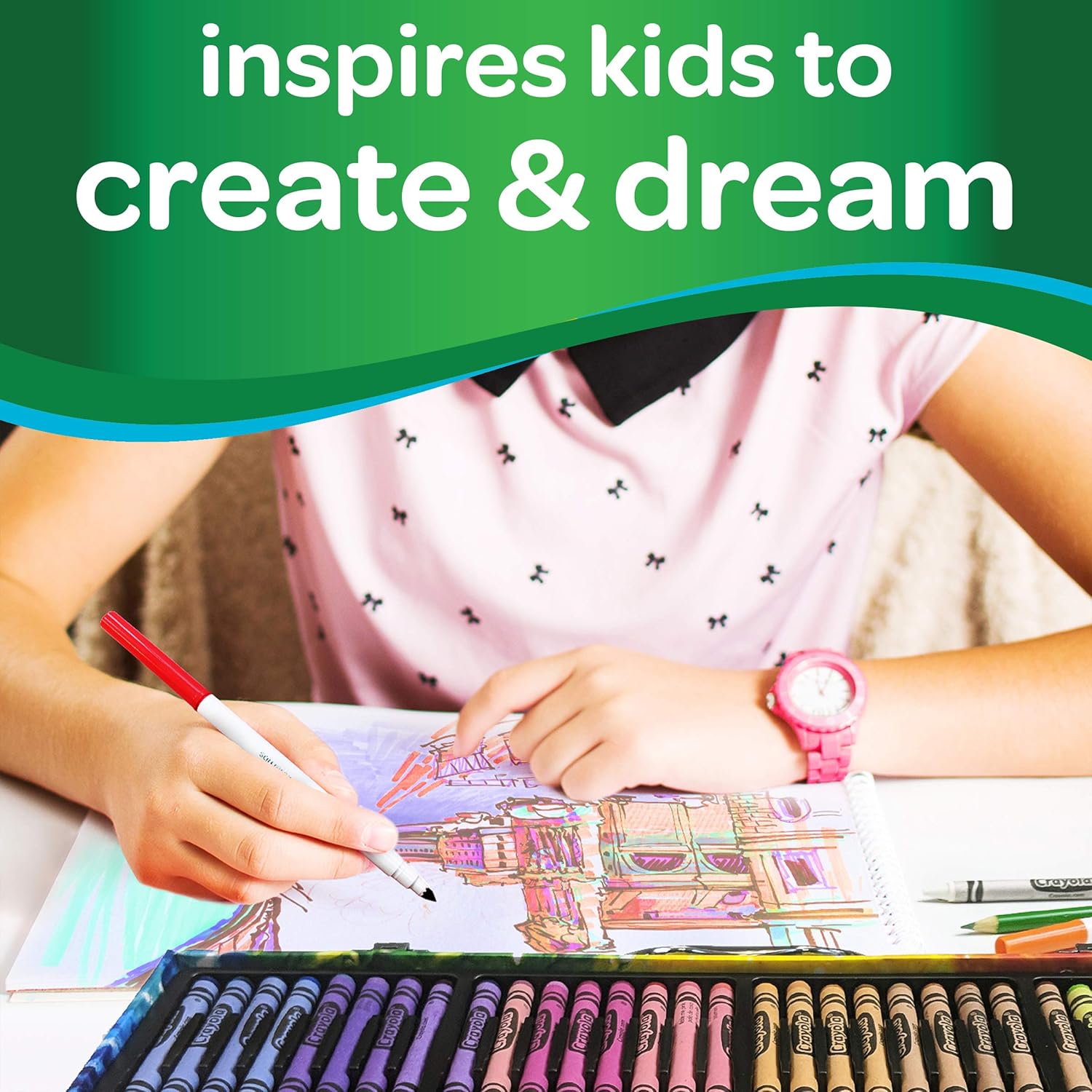 Crayola Inspiration Art Case Coloring Set, Gift for Kids Age 5+, Pink, 140 Count: Toys & Games