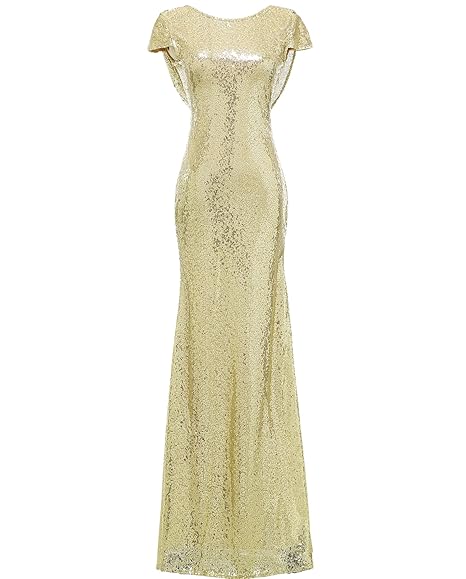 Solovedress Frauen Meerjungfrau Sequined Lange Abendkleid Formal Prom Sequin Brautjungfer Kleider