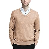 Kallspin Men's Wool Blend V-Neck Sweater Relax Fit Knit Pullover for Fall Winter