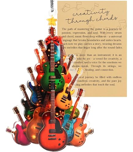 Ornamento Per Albero Di Natale A Forma Di Chitarra Elettrica - In Acrilico 2D, Per Musicisti E Amanti Del Rock
