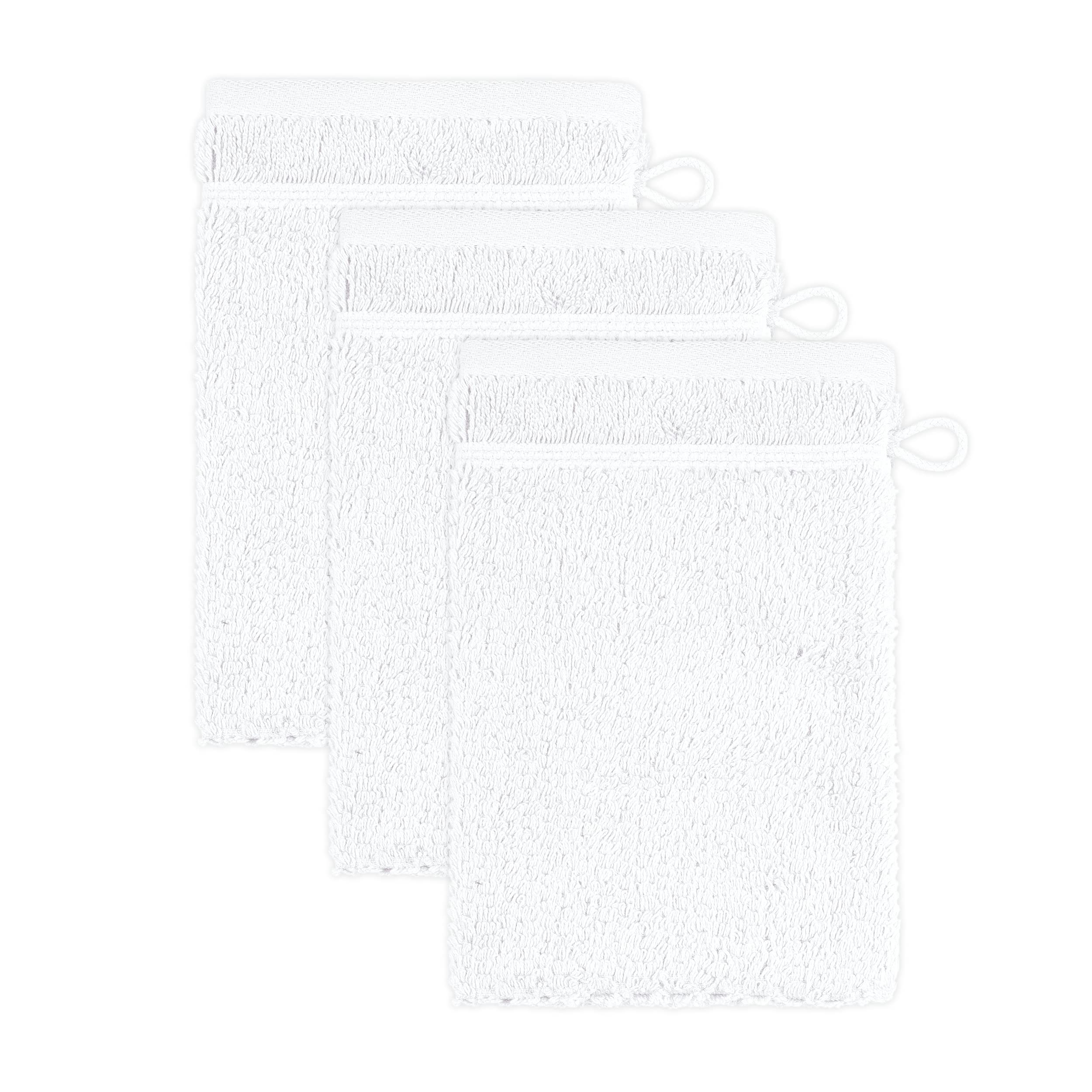 frottana Pearl wash glove 15 x 20 cm made of 100% cotton, snow 3er set