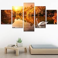 SIGNWIN 5 Panel Canvas Wall Art Modern Art Expressive Farmhouse/Country Landscape Mountain Top Multicolor Photography for Home Decorations Ready to Hang - 60