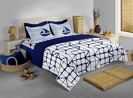 Bianca Cotton Bedsheet with 2 Pillow Covers - King Size, Blue