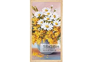 GULETHUN 18x36 Picture Frame, Natural Wood Poster Frame, Home Decor Natural Gallery Frames, Horizontal or Vertical Format, Sturdy, Plexiglass, Large Wall Decor, for Photos, Artworks, Posters