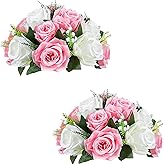 Sziqiqi Pack of 2 Fake Flowers, Silk Rose Flowers, Suit for Wedding/Party Centerpiece Road Lead Flower Rack Decorations, 2 Pieces