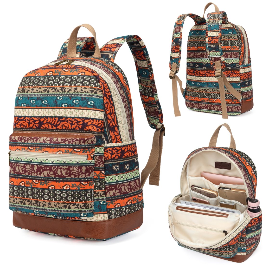 Kaukko Bags Kenox Girl's School Rucksack College Bookbag Lady Travel Backpack 14Inch Laptop