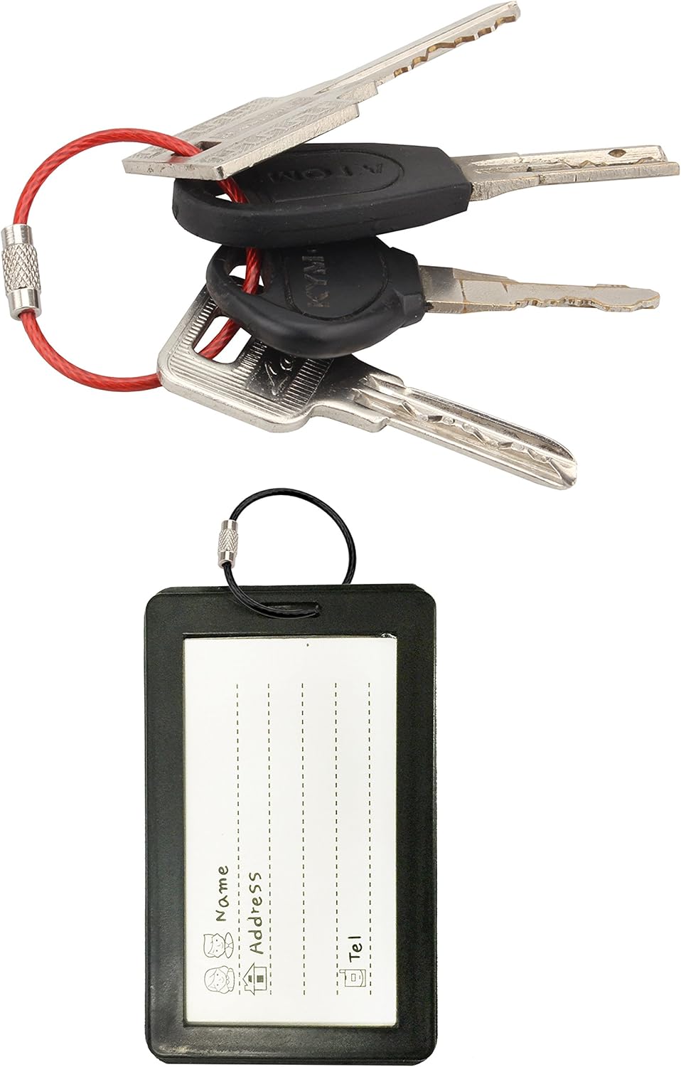 Keychain, Wisdompro 12 Pack of 4.3 Inches Stainless Steel Wire Ring 2mm Cable Loop Rings for Hanging Luggage Tag, Keys and ID Tag Keepers - MultiColor: Office Products
