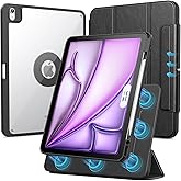 SPARIN Case for iPad Air 13 Inch M3 2025/M2 2024 ((7th/6th Generation), Removable Magnetic Cover with Apple Pencil Holder, Portrait and Landscape Stand, Auto Wake/Sleep -Black