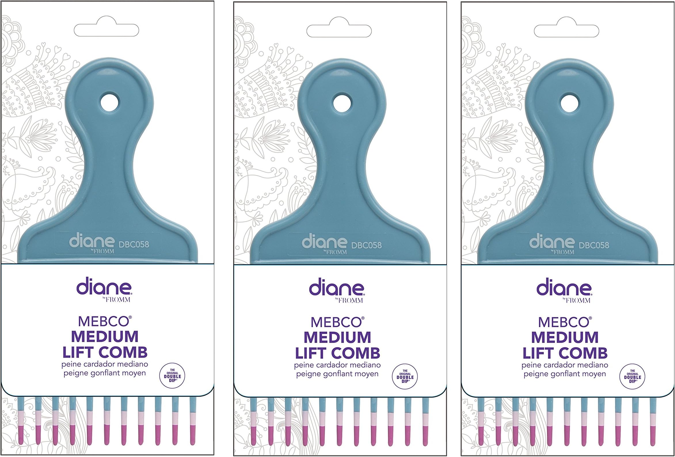 Diane Fromm Mebco Medium Lift Comb Turquoise 3 Pieces DBC058