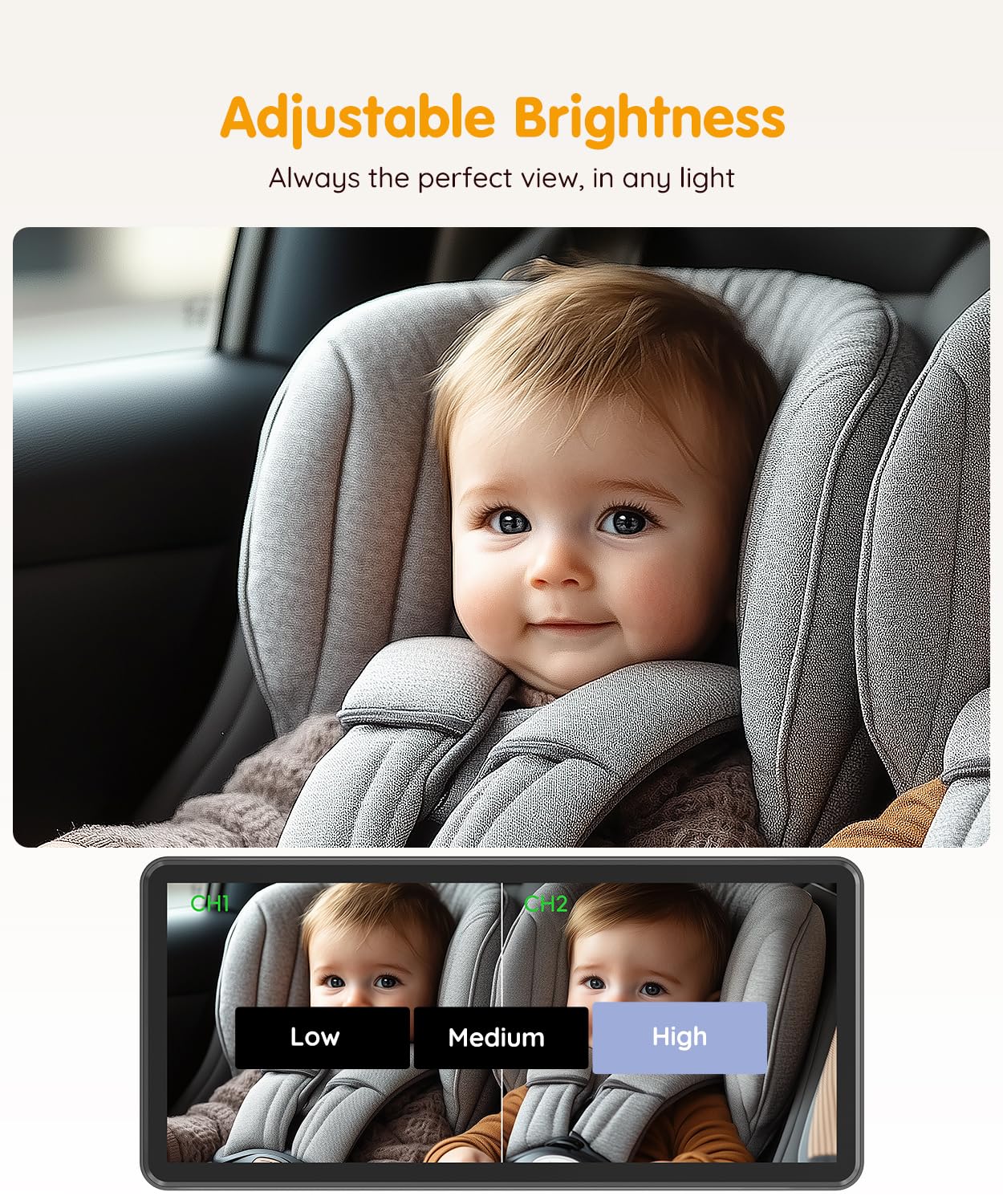 Babyvue BV3 PRO Baby Car Camera for 2 Kids - 7.2