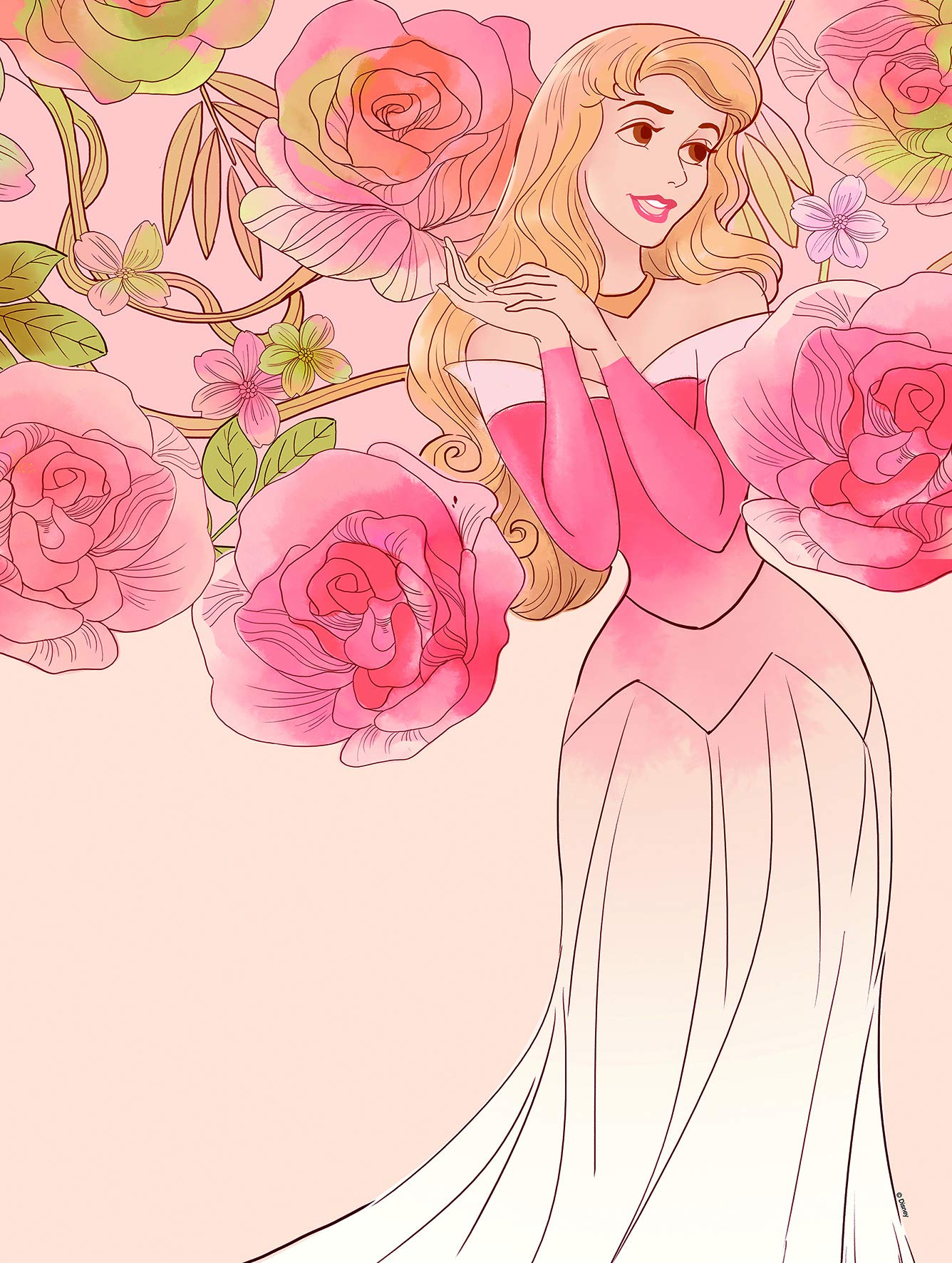 Komar WB052-30 x 40 cm Disney Wall Picture | Sleeping Beauty Roses | Children's Room Decoration Art Print | Size 30 x 40 cm (Width x Height) | No Frame