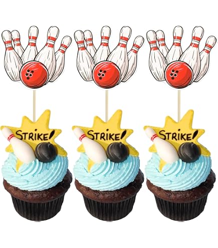 Bowling Cupcake-Topper – 24 Stück, Glitzernd, Für Sport-Mottoparty, Baby Shower & Geburtstag