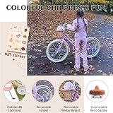 Glerc 20 Inch Kids Bike Pink with Basket Bell Stabilizers for Girls 7-13 view 2