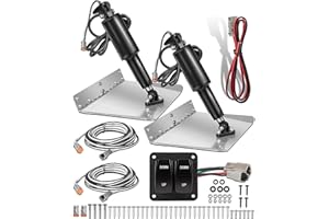 15101-104 9” X 12” Standard Boat Trim Tab Kit, 12V Electric Trim Tabs with Double Rocker Switch Fits for 16-25 ft Boats