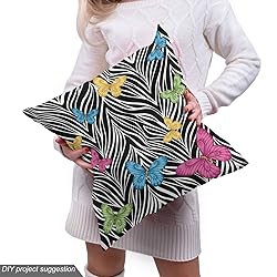 Ambesonne Zebra Print Fabric by The Yard, Colorful
