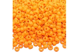 Auvoau 1000Pcs Pony Beads Bracelet 9mm Orange Plastic Barrel Pony Beads for Necklace,Hair Beads for Braids,Key Chain,Jewelry Making (Orange)