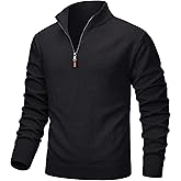 MAGCOMSEN Men's Quarter Zip Pullover Lightweight Mock Neck Polo Sweater Long Sleeve Warm Fall Winter Pullover Sweaters