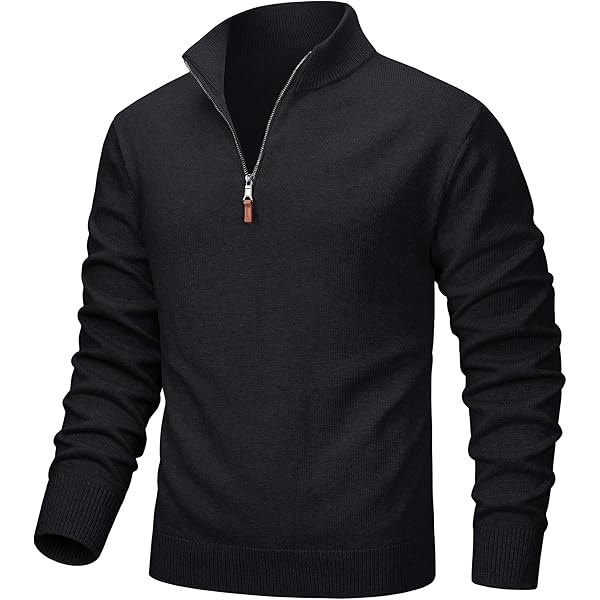 Herothorn Men's Quarter Zip Sweaters Long Sleeve Fleece Knitted