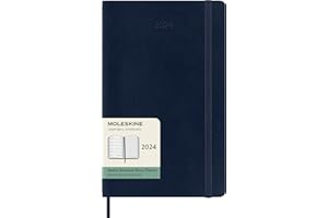 Moleskine 2024 Weekly Planner, 12M, Large, Sapphire Blue, Soft Cover (5 x 8.25)