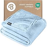 Bare Home Fleece Blanket - Full/Queen - Ultra-Soft Lightweight for Bed, Sofa, and Couch - Luxury Microplush - Cozy Warm Blanket (Full/Queen, Light Blue)