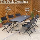 CHRISTOW Garden Table and Chairs Set 6 Seater Rattan Effect Folding Patio view 6