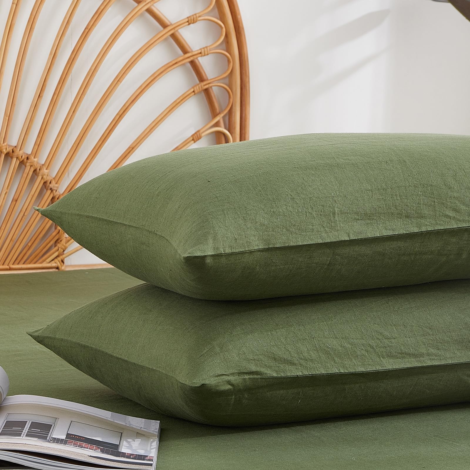 Photo 1 of 100% French Linen Pillowcase Set of 2, Breathable Envelope Closure Soft Linen Pillow Cover,Soft Luxury Hotel & Home Use, Gift