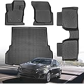 Floor Mats & Cargo Liner for Ford Fusion 2020 2019 2018 2017 S | SE | Sport | Titaninum | Energi | Energi SE,All Weather Protection TPE Custom Fit Floor Liners Front & Rear Row Full Set Accessories