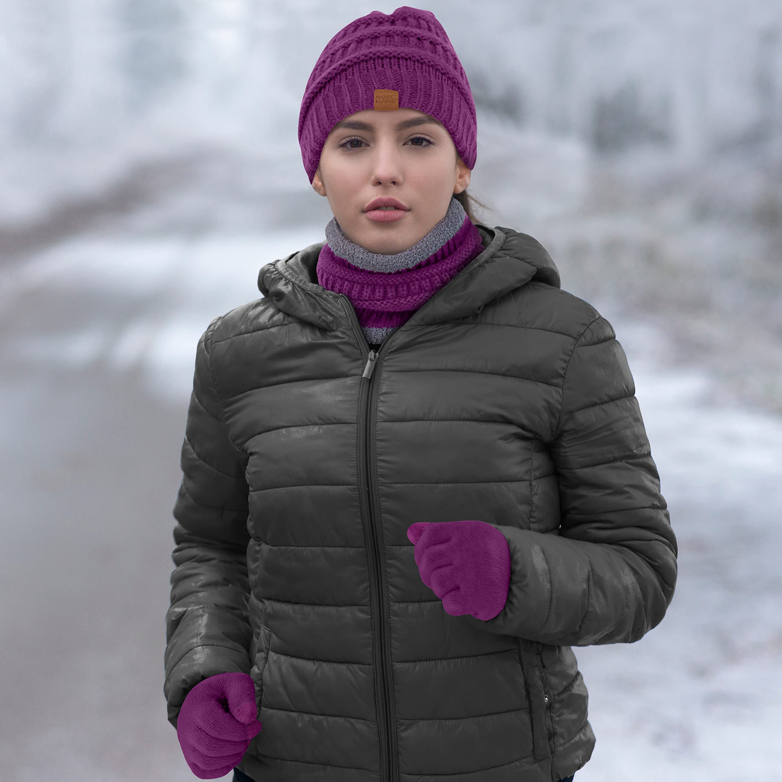 Winter Hat Infinity Scarf and Gloves Set