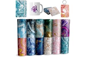 LUCKY GODDNESS Sublimation Transfer Ink Sheets-Watercolor Marble Sublimation Paper,Transfer Paper for DIY Key Chain T-Shirts,12 pcs/Set, 12"x4.5"