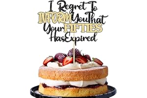 Ephlyn 1Pcs Happy 60th Birthday Cake Topper Black Gold Glitter I Regret to Inform You That Your Fifties Has Expired Cake Pick Cheers to 60 Years Cake Decorations for Funny 60th Birthday Party Supplies