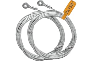 2PCS 150" Enclosed Cargo Trailer Door Cable Replacement, Alloy Steel Cargo Trailer Ramp Door Cable Wire for Truck, Box Truck,