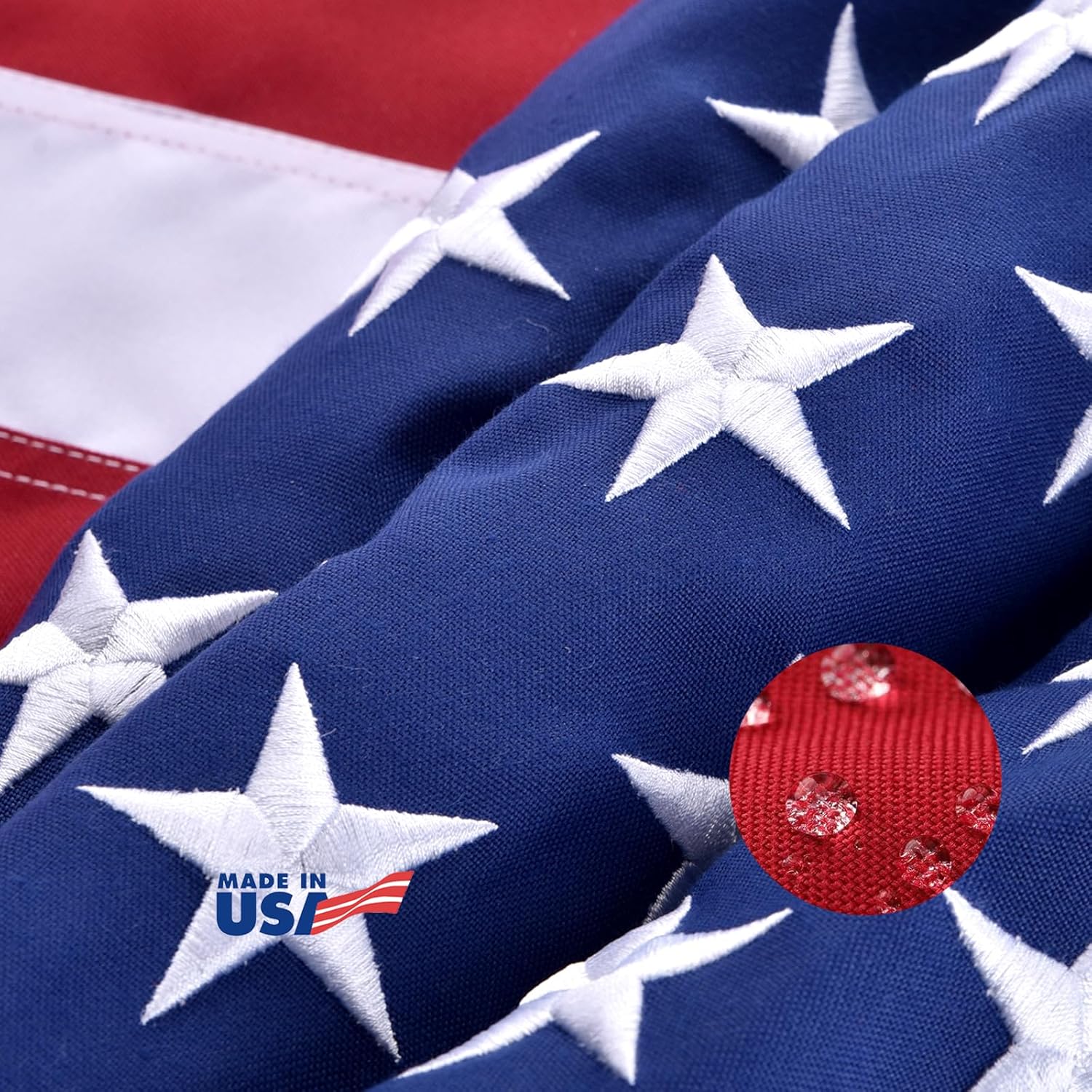 Flags - American Flags for Outside 3x5 FT, Super Tough 220GSM Spun Polyester Material-Tearproof Water Resistant Series, US Flag Made in USA High Wind with Embroidered Stars, HeavyDuty United States Flags Outdoor