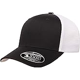 Flexfit Men's 110 Mesh Trucker Hat, Black/White, One Size
