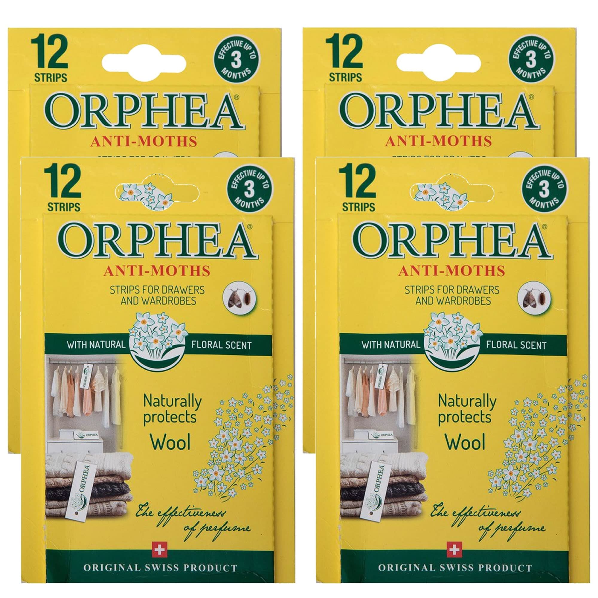 Orphea Anti Moth Strips - Floral Scented Moth Repellent for Wardrobes Drawers Shelves - Wardrobe Fresheners for Wool - Moth Paper Strips for Clothes Storage (4 Packs, 48 Strips) sold by Caraselle