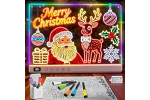 Cosmody Led Drawing Board,13.7"X11" Rechargeable Light Up Drawing Pad with 8 Color 6 Modes,led Note Board with Battery Level Display Function,7 Markers&Tracing Book,Doodle Gift Toy for Girls/Teens