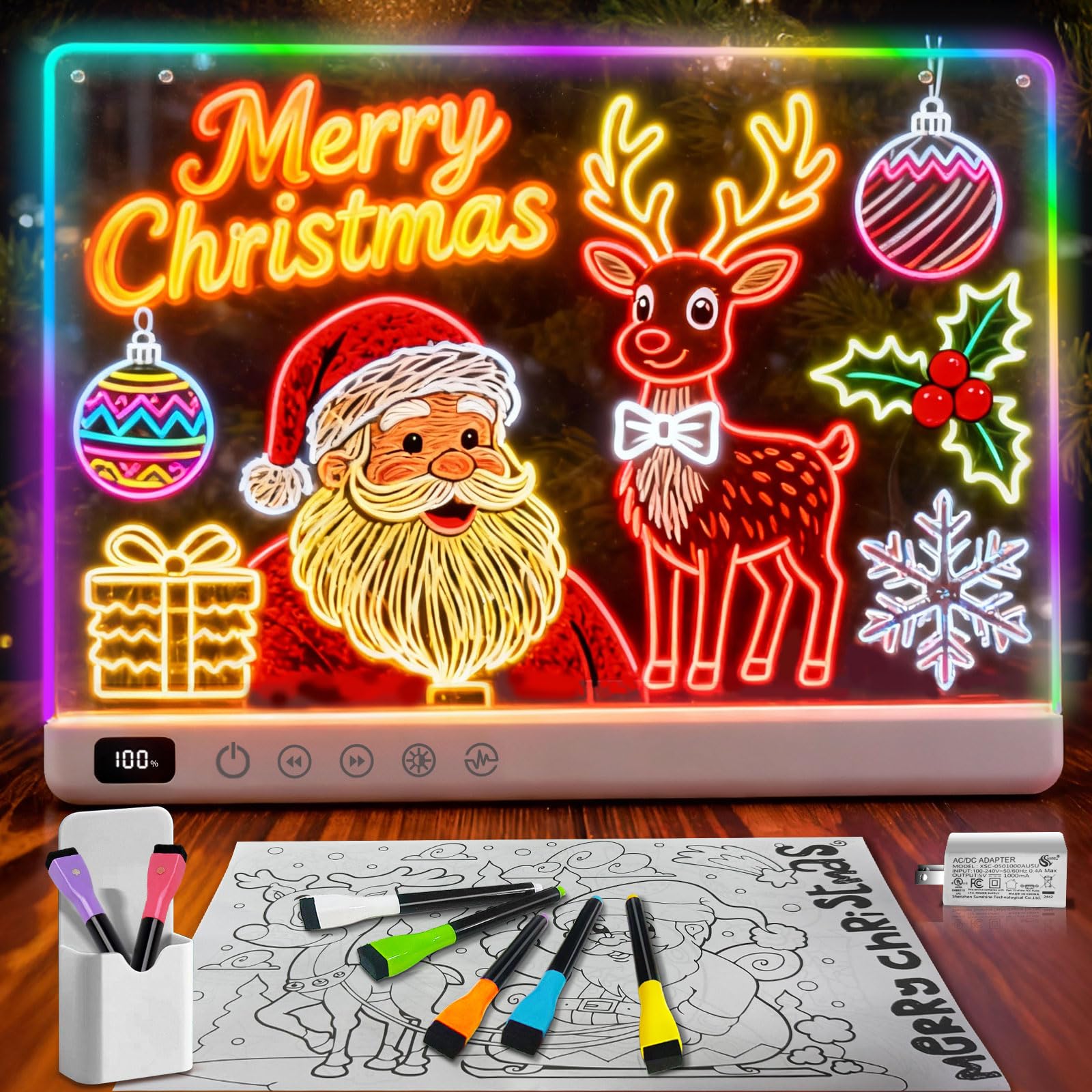 Photo 1 of *** FACTORY SEALED ***
Cosmody Led Drawing Board,13.7"X11" Rechargeable Light Up Drawing Pad with 8 Color 6 Modes,led Note Board with Battery Level Display Function,7 Markers&Tracing Book,Doodle Gift Toy for Girls/Teens