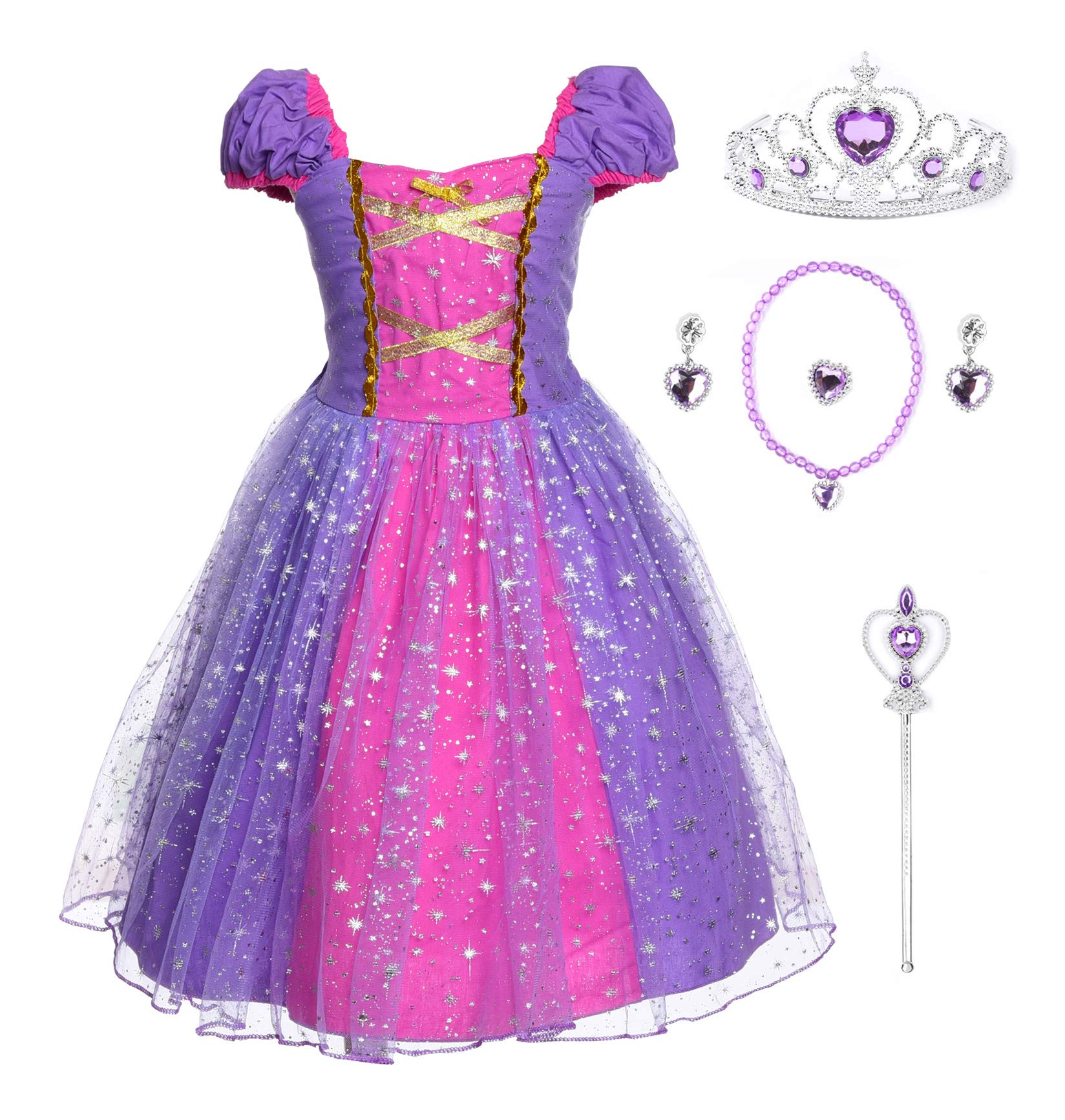 JerrisApparel Costume de princesse Sofia pour fille, Robe d'anniversaire fleurie (8 ans, Violet avec accessoires JerrisApparel Costume de princesse Sofia pour fille, Robe d'anniversaire fleurie (8 ans, Violet avec accessoires